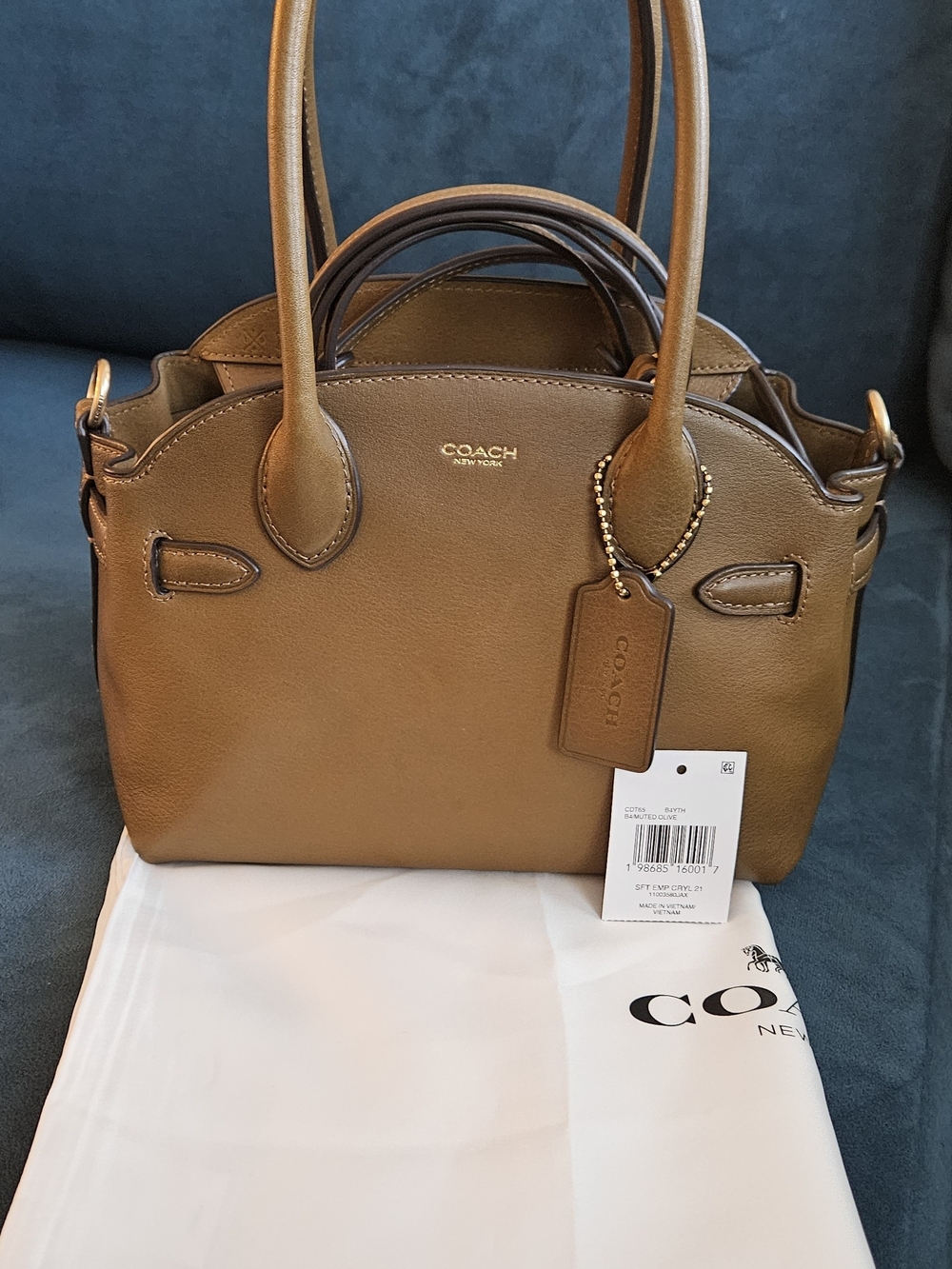 Coach Empire 21 Leather Satchel with Top Handles - Muted Olive